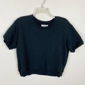 Oak and Fort Black Short Sleeve Cropped Sweatshirt